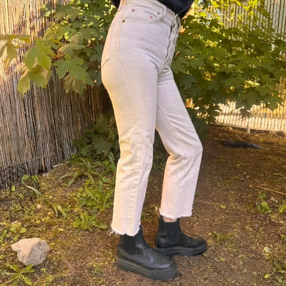 Levis 501 white denim jeans
